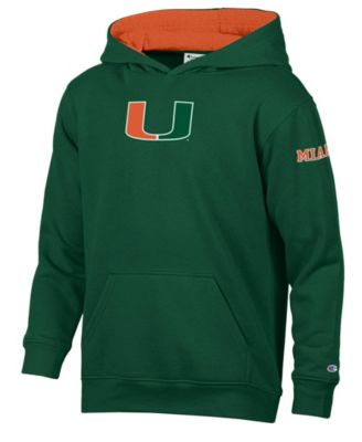 Big Boys' and Girls' Green Miami Hurricanes Fleece Hoodie