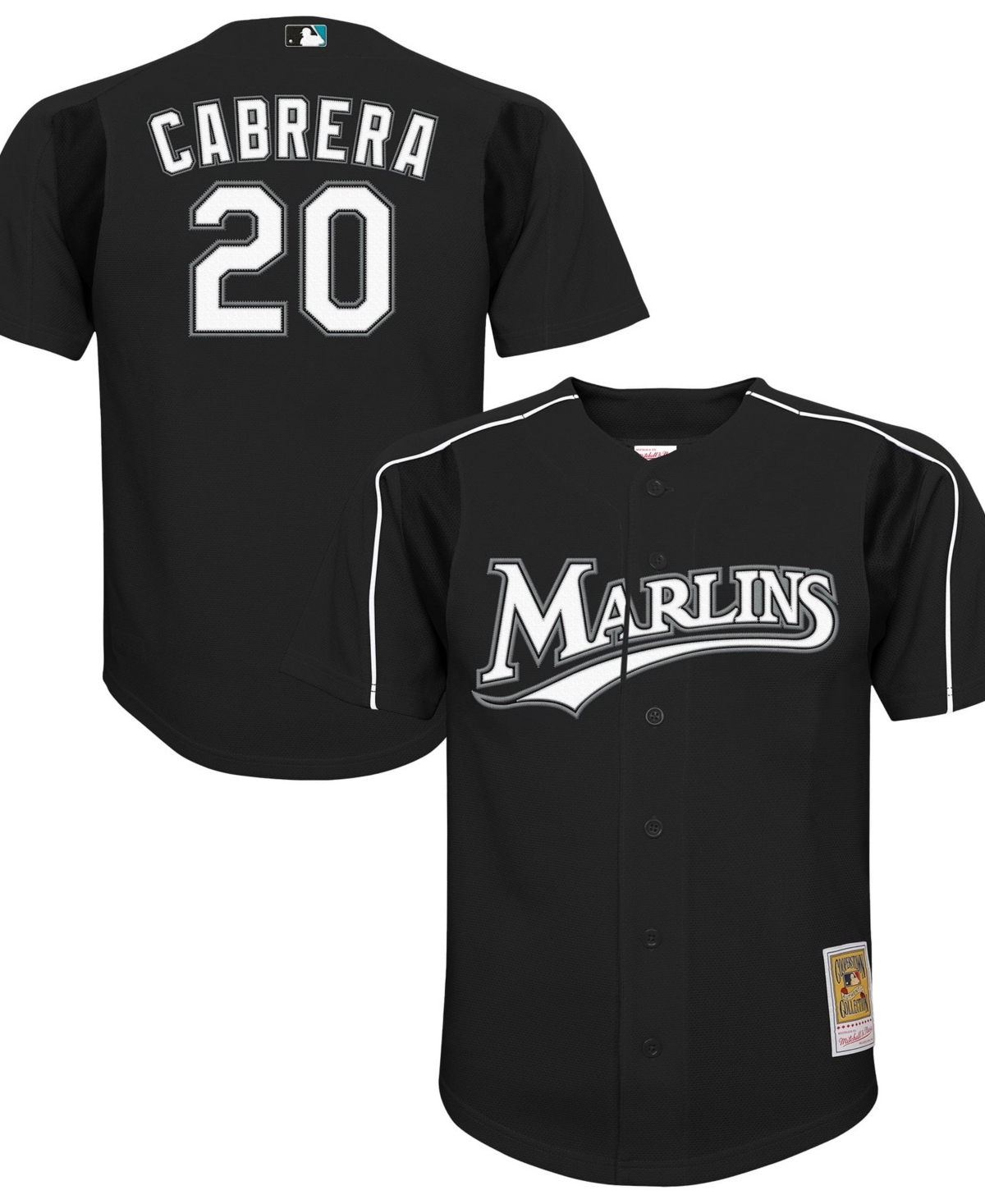 Mitchell & Ness Big Boys' and Girls' Miguel Cabrera Black Florida Marlins Mesh Batting Practice Replica Jersey - Black