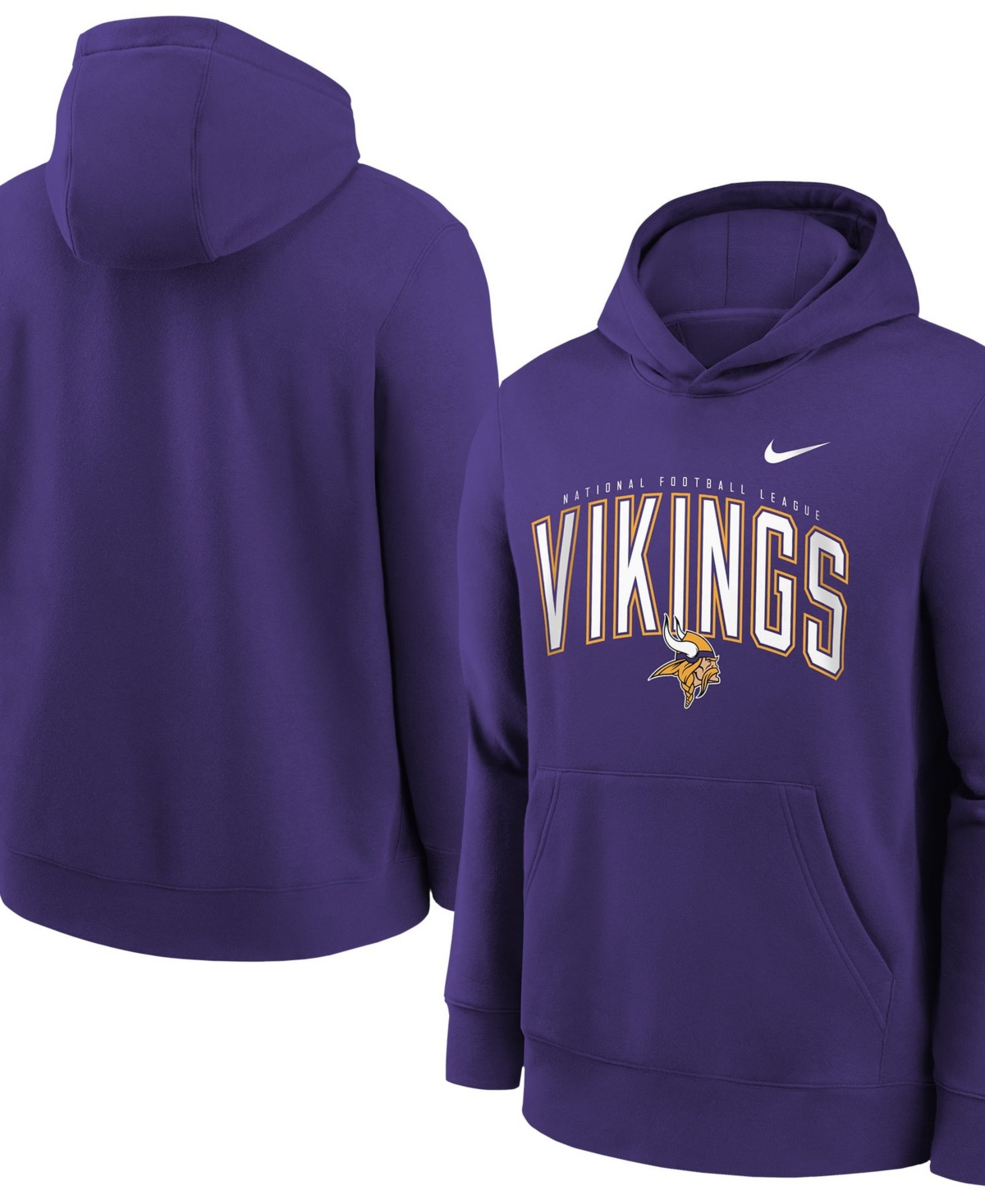 Nike Big Boys' and Girls' Purple Minnesota Vikings Logo Arch Fleece Hoodie - Purple
