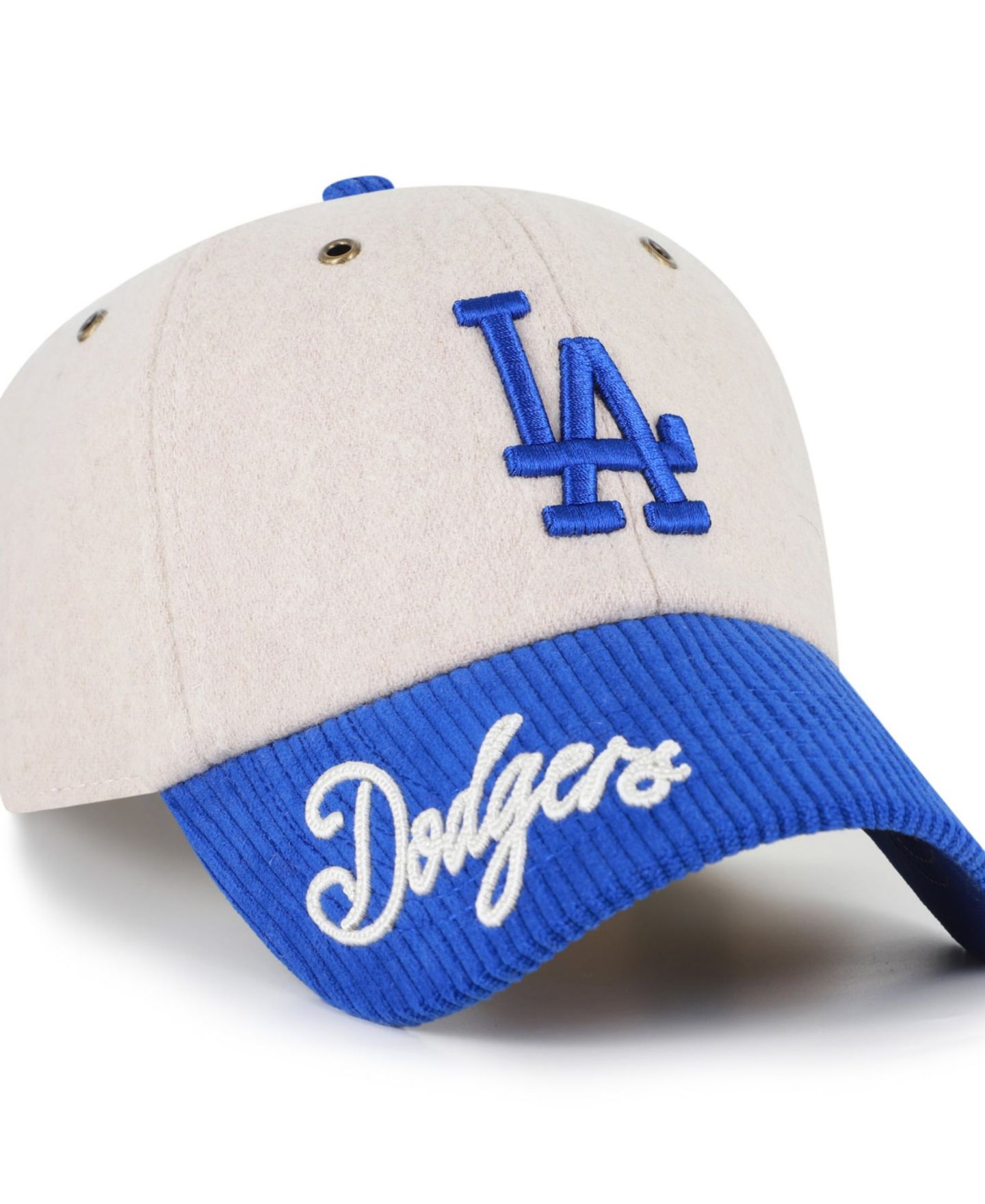 Женская кепка '47 Brand Natural/Royal Los Angeles Dodgers Rope Script Clean Up Adjustable Hat — фото 1