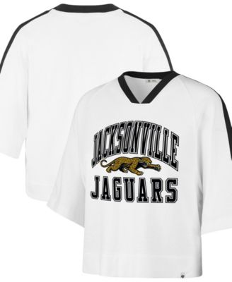 Women's  White Jacksonville Jaguars Big Overarch Drop Needle Raglan V-Neck T-Shirt