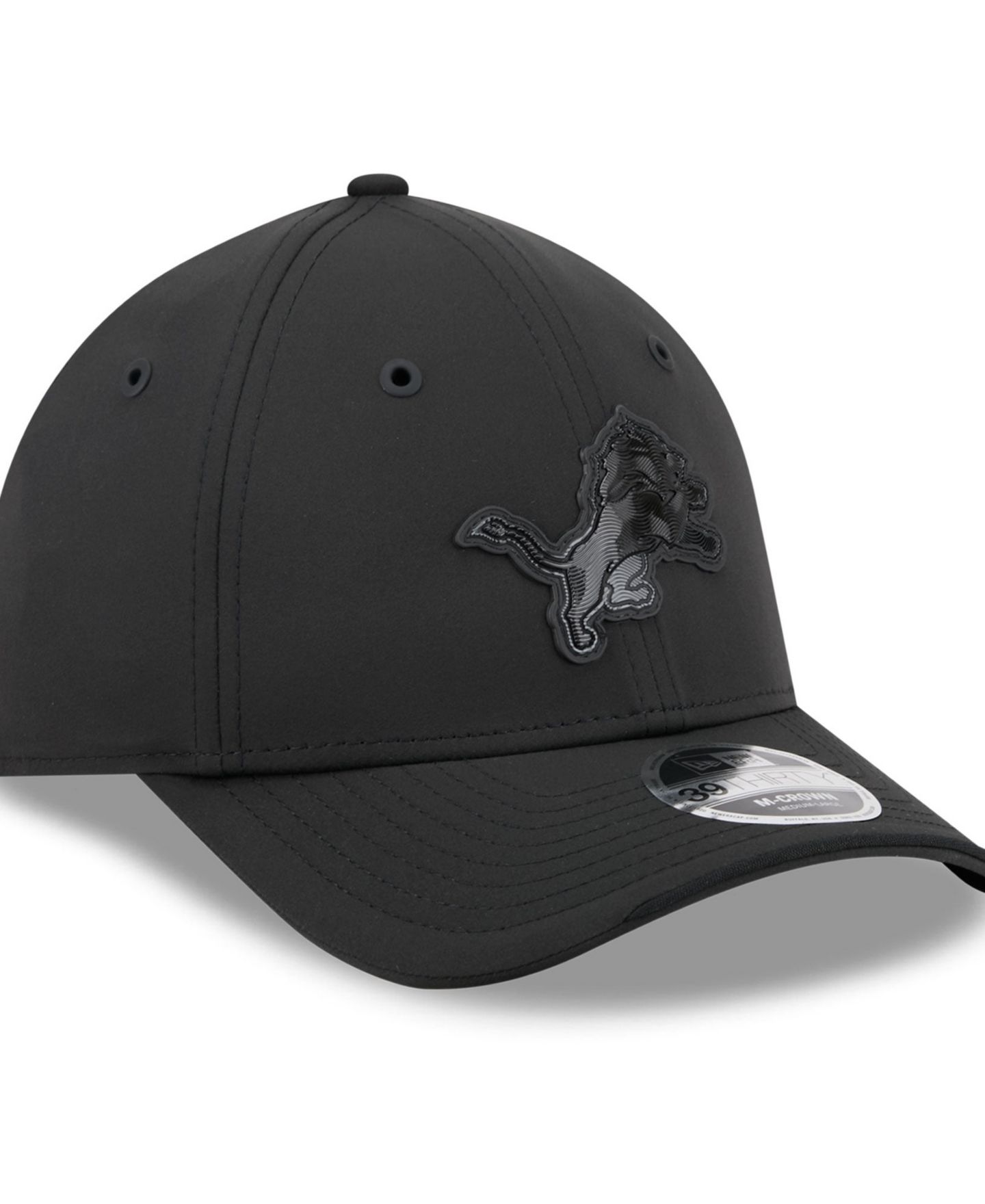 Мужской головной убор New Era Black Detroit Lions 2026 Sideline 39THIRTY M-Crown Stretch Hat — фото 4