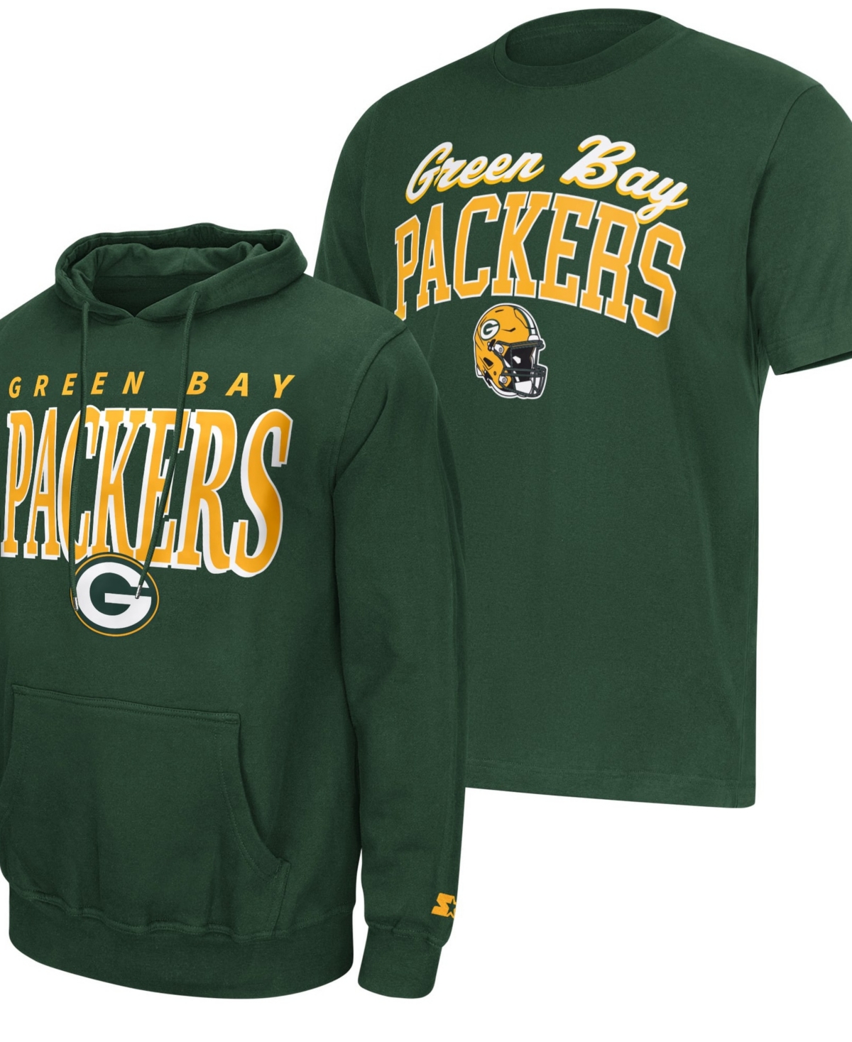 Men's Starter Green Green Bay Packers Logo T-Shirt & Hoodie Set