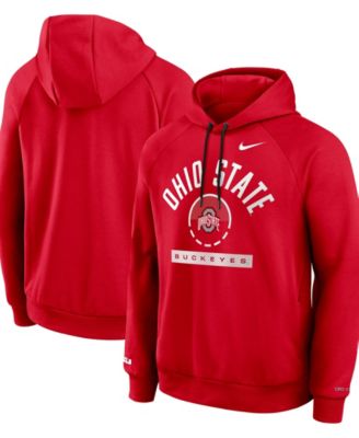 Men's Scarlet Ohio State Buckeyes Courtside Practice Dri-FIT Raglan Fleece Hoodie