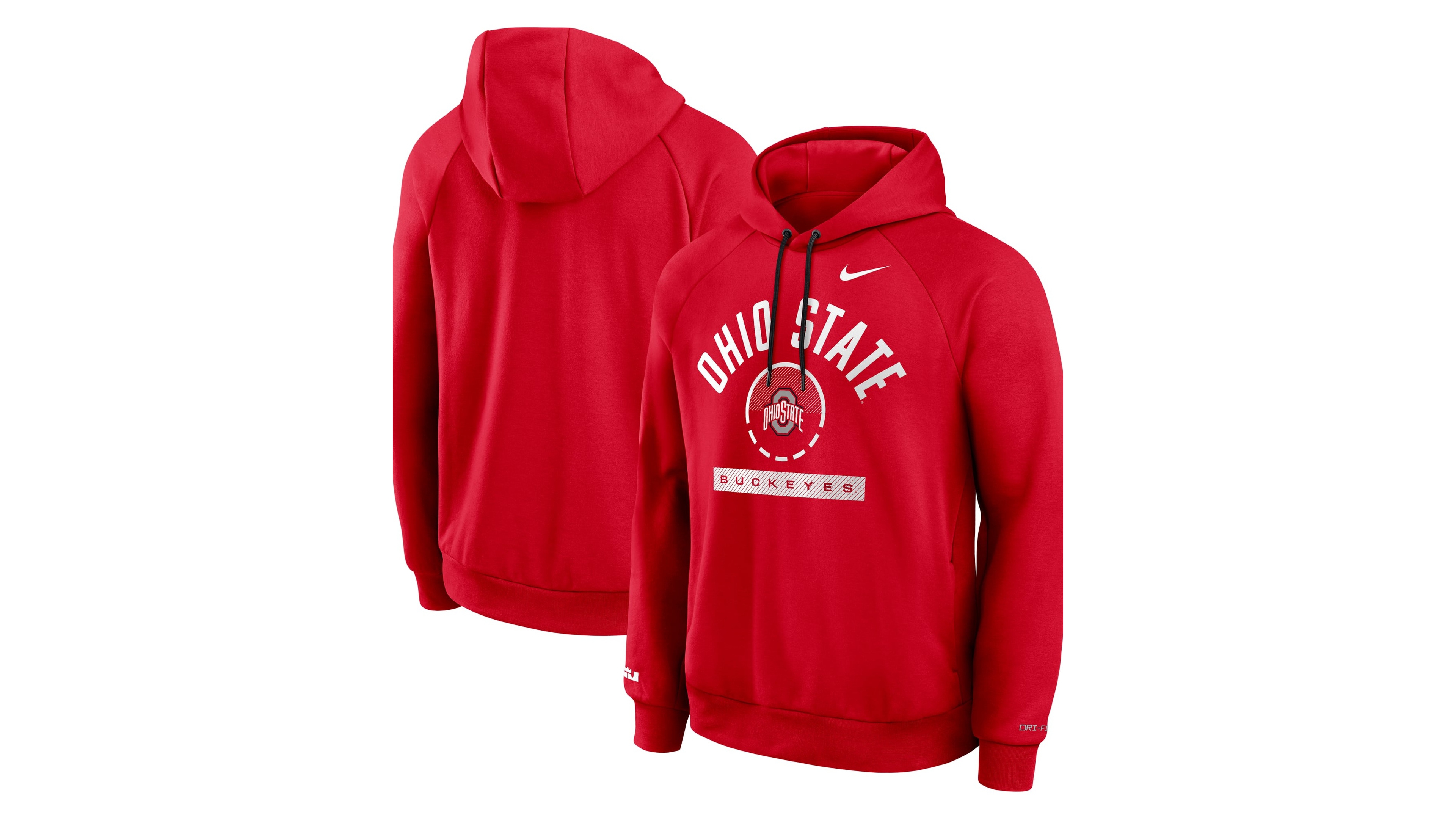 Nike Men's Scarlet Ohio State Buckeyes Courtside Practice Dri-fit Raglan Fleece Hoodie