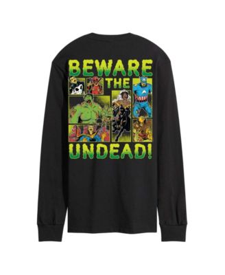 Men's Zombies Beware The Undead Long-Sleeve Graphic Cotton T-Shirt