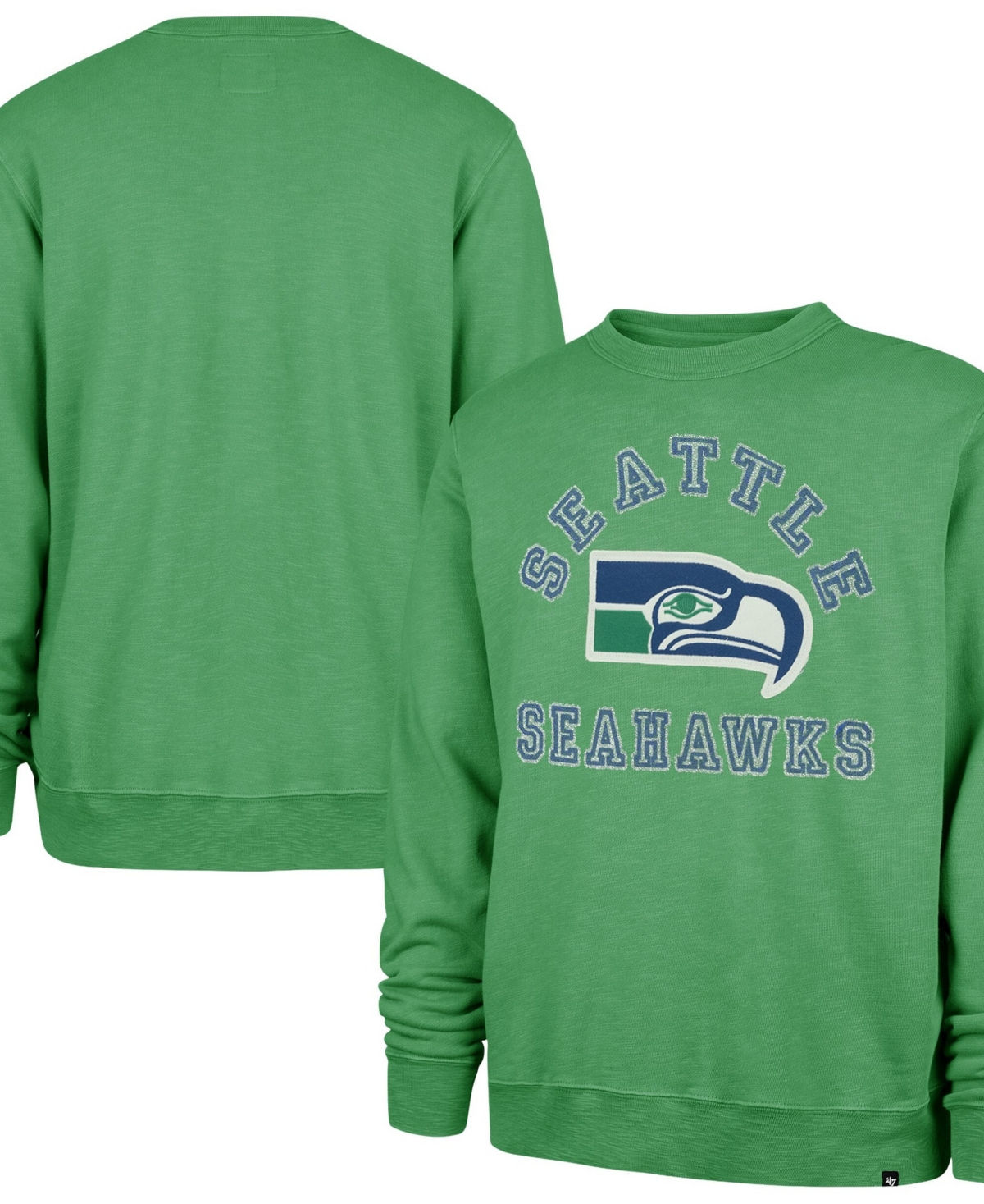 '47 Brand Men's Neon Green Seattle Seahawks Calderwood Well Worn French Terry Sweatshirt