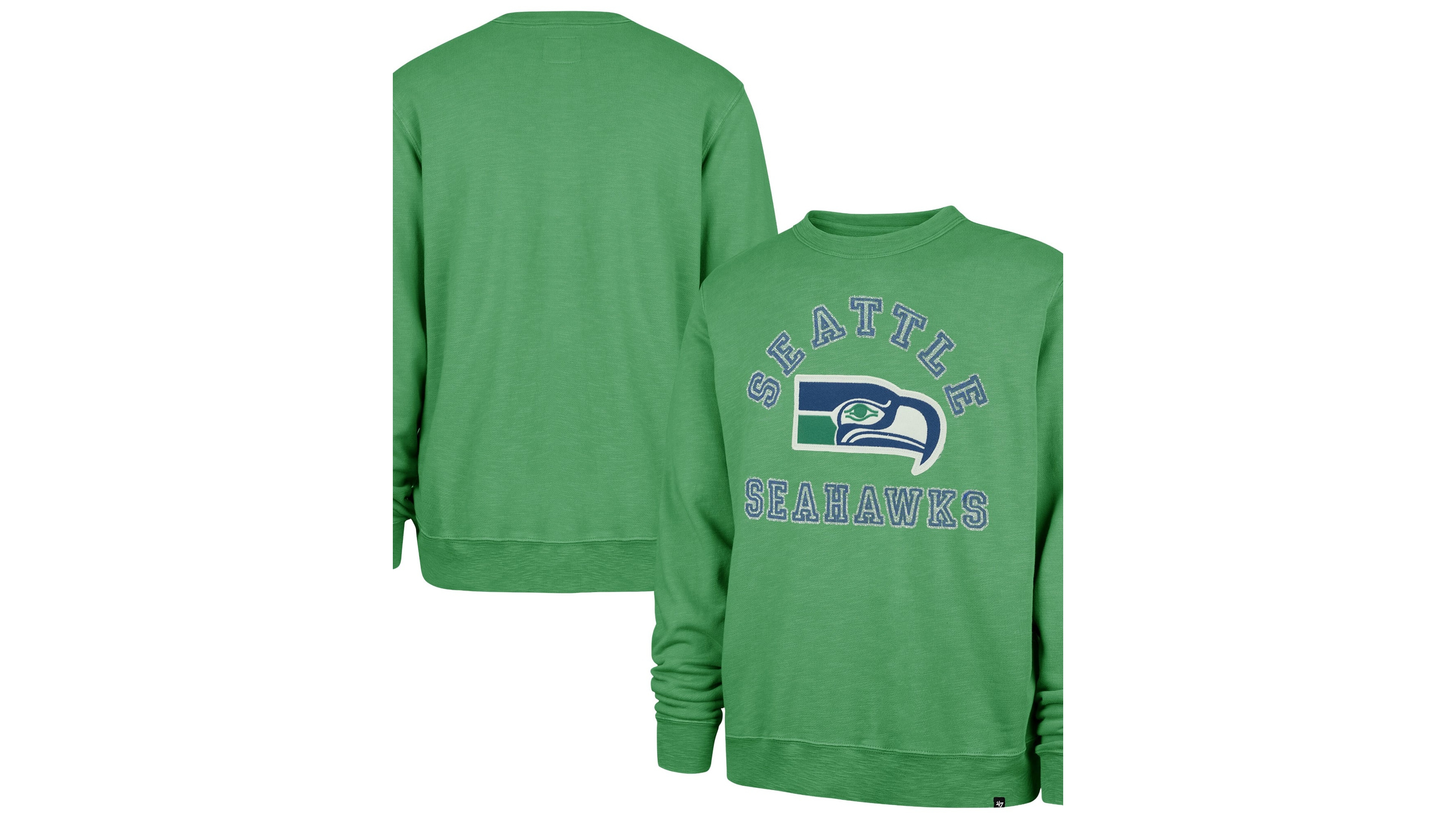 '47 Brand Men's Neon Green Seattle Seahawks Calderwood Well Worn French Terry Sweatshirt