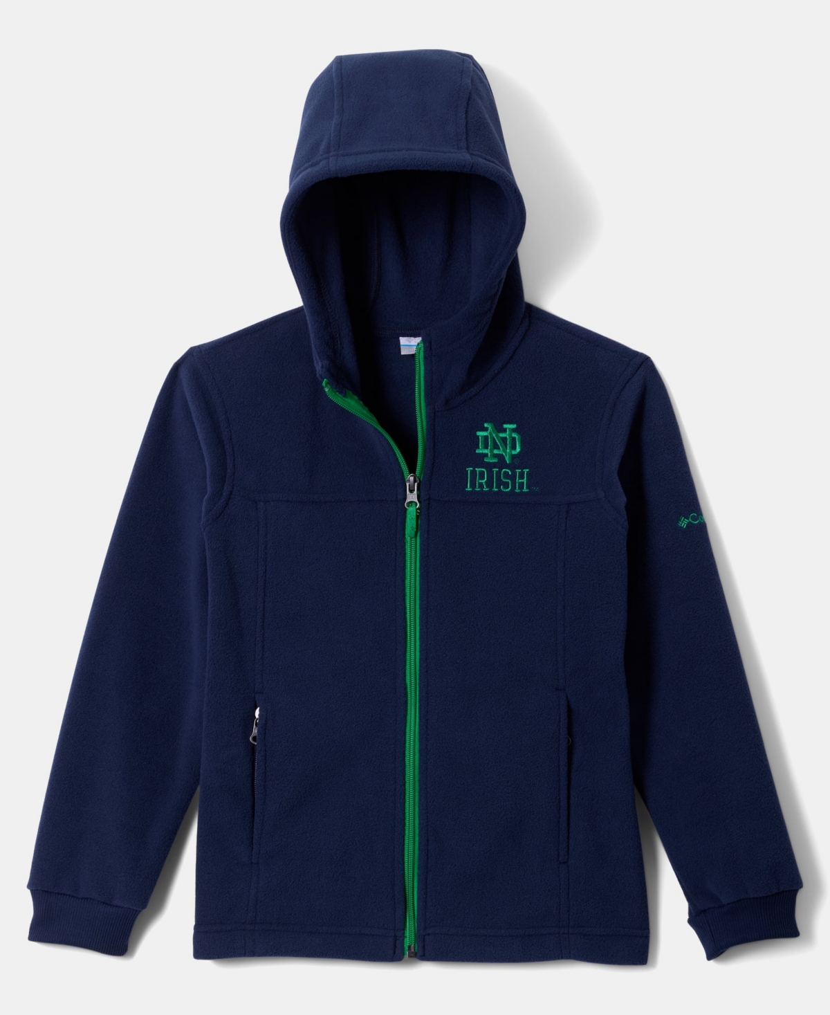 Columbia Big Boys' and Girls' Blue Notre Dame Fighting Irish Flanker Fleece Full-Zip Hoodie