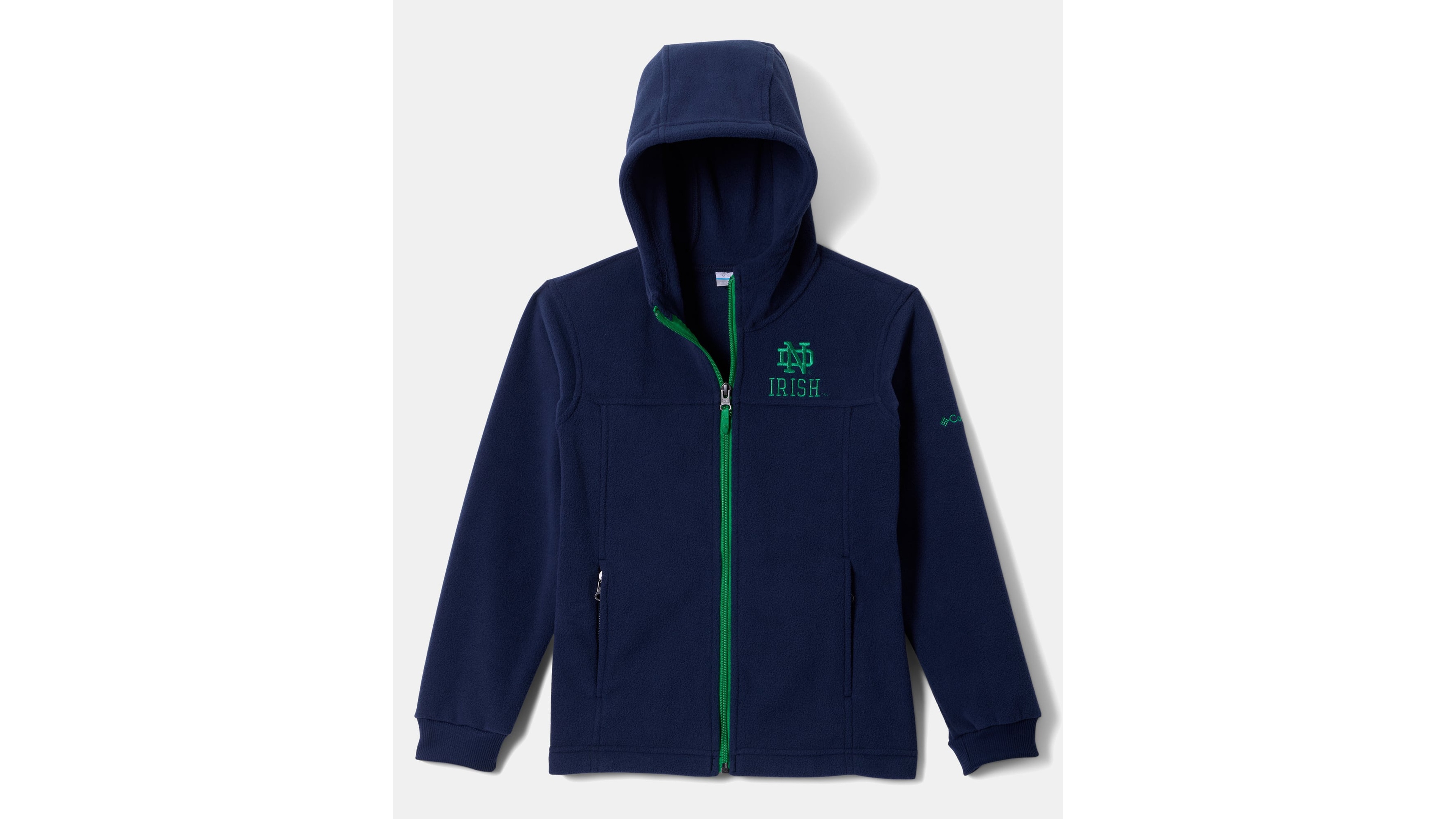 Columbia Big Boys' and Girls' Blue Notre Dame Fighting Irish Flanker Fleece Full-Zip Hoodie