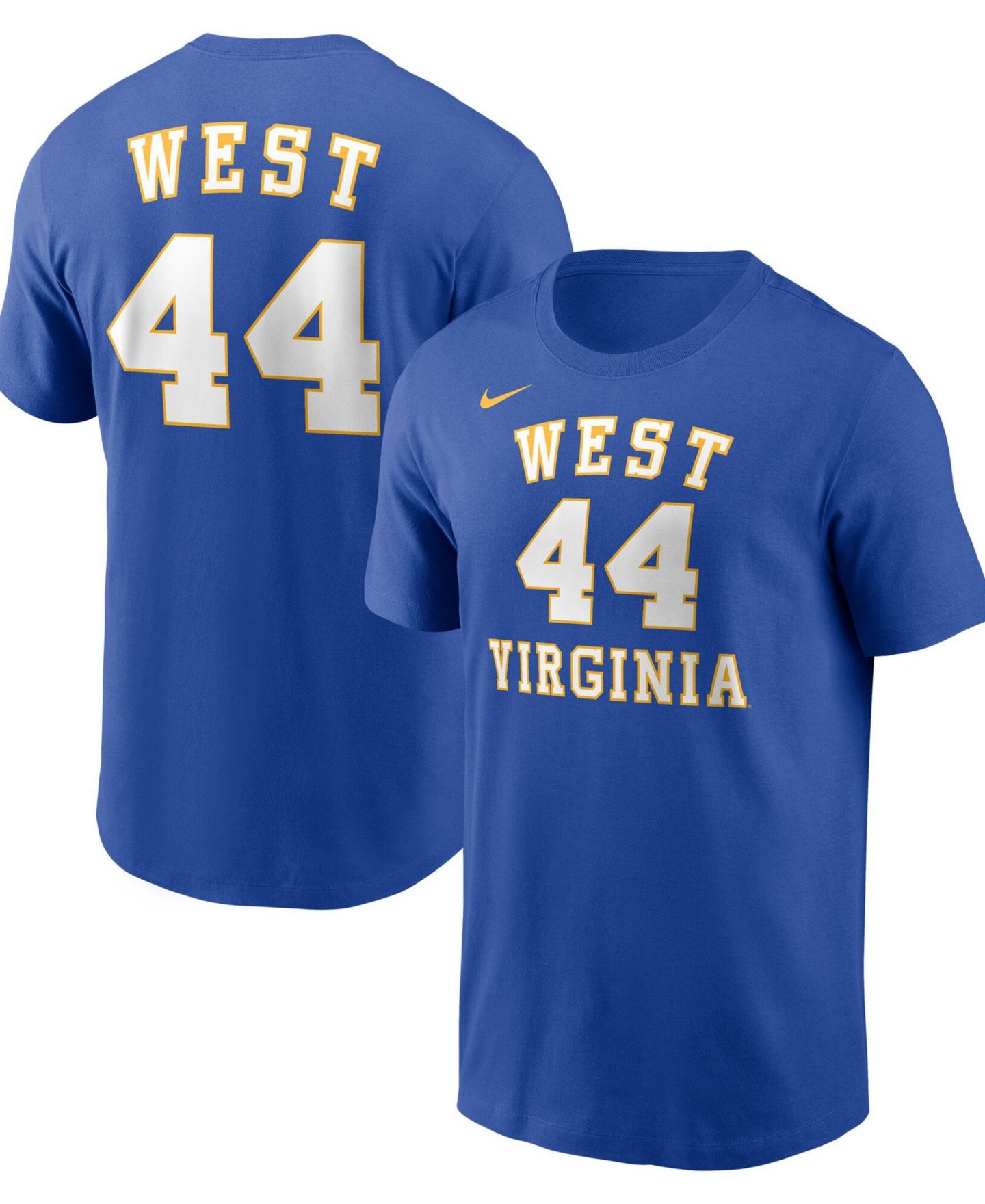 Мужская футболка Nike Jerry West Royal West Virginia Mountaineers Name Number — фото 1