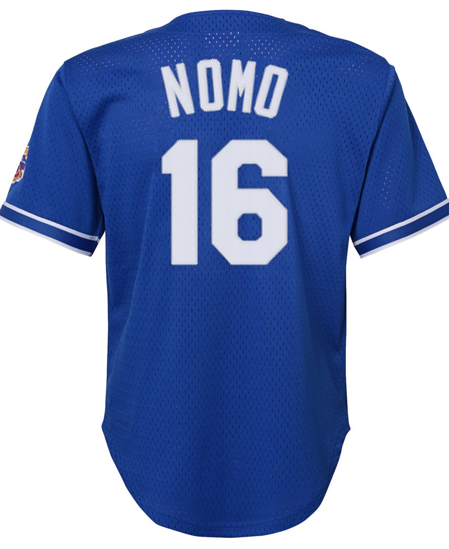 Детский топ Mitchell & Ness Hideo Nomo Royal Los Angeles Dodgers Cooperstown Collection Mesh Batting Practice Jersey — фото 2