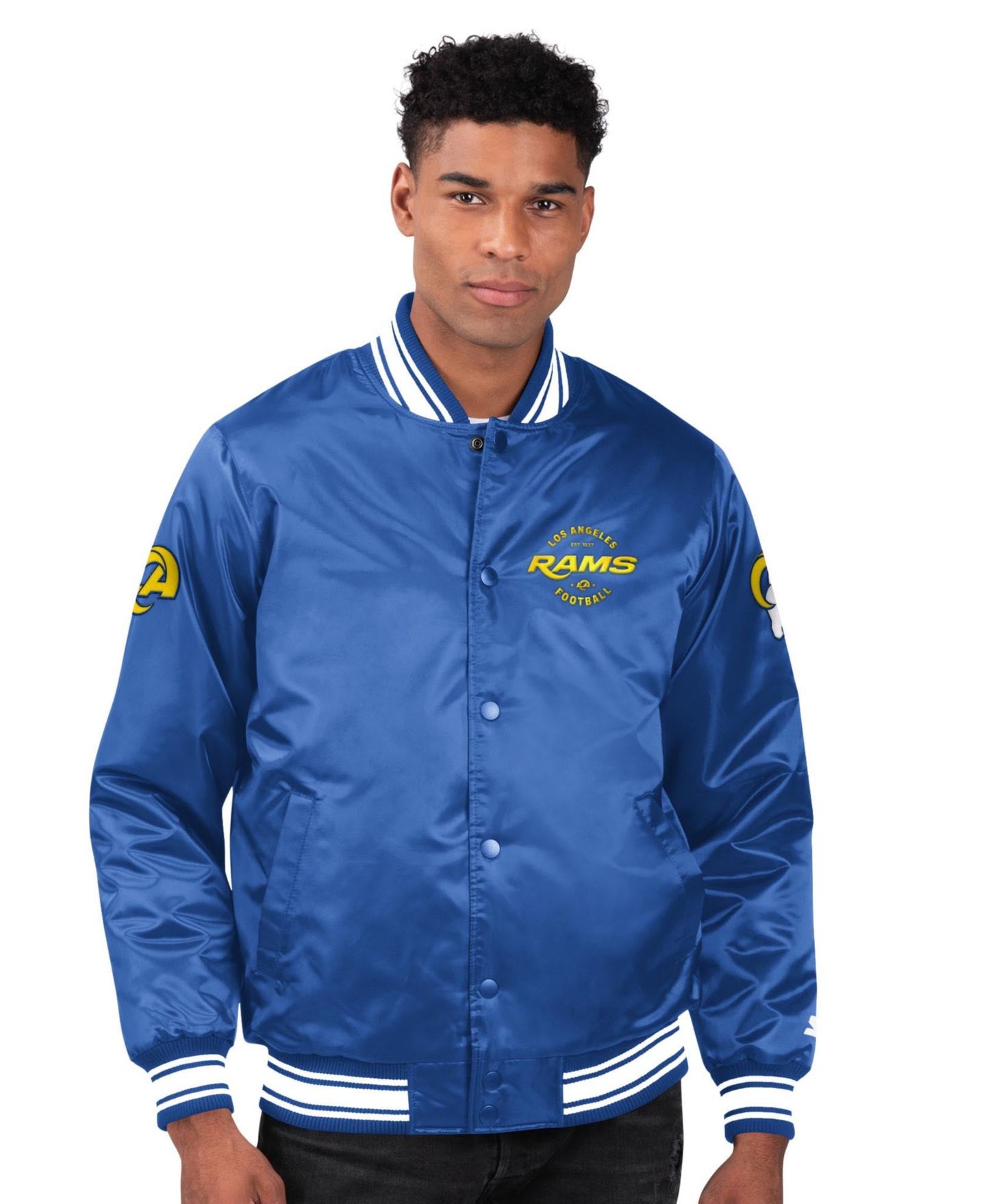Мужская куртка Starter Royal Los Angeles Rams Locker Room Satin Varsity Full-Snap — фото 1