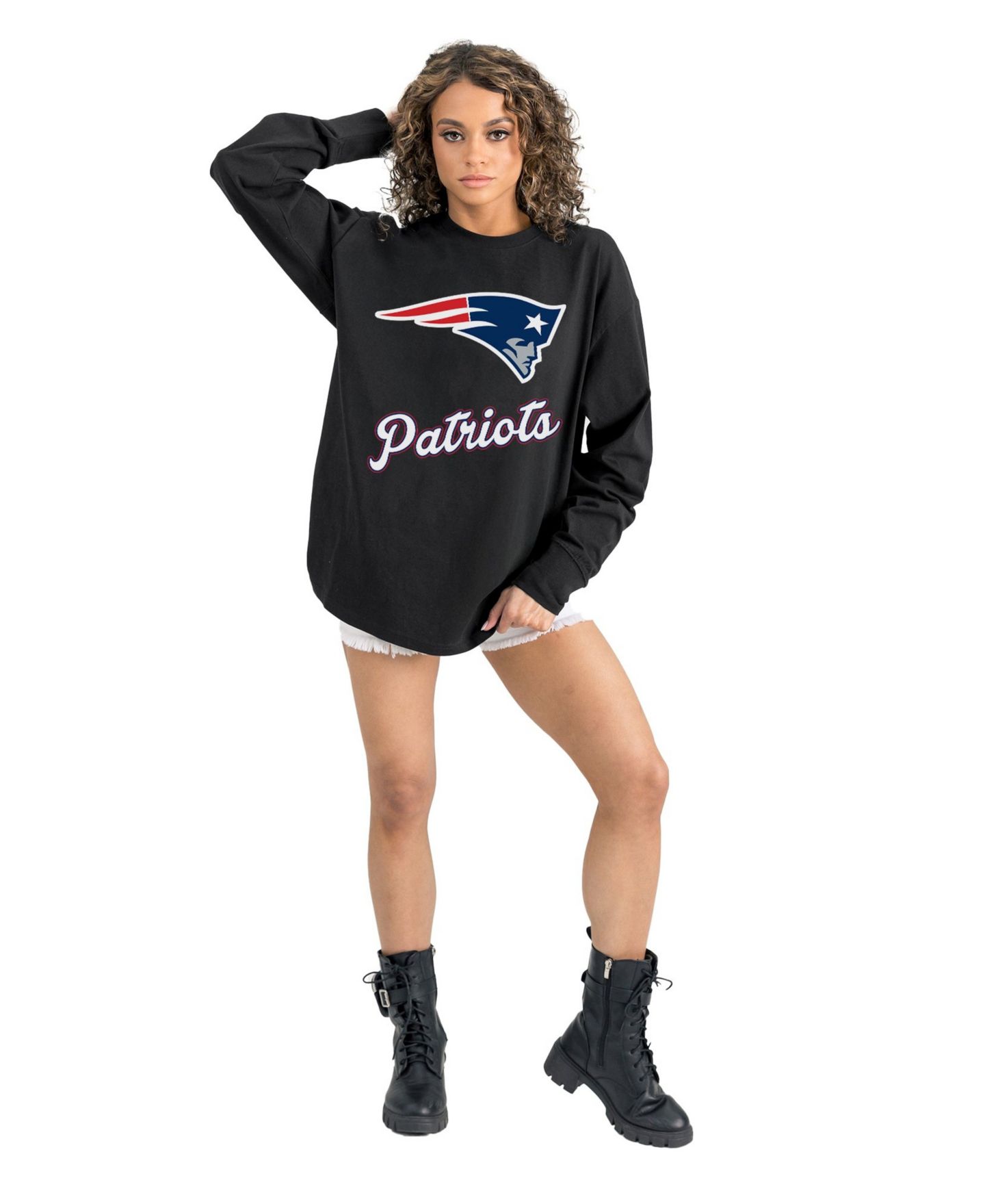 Женская футболка Gameday Couture Black New England Patriots Oversized Long-Sleeves — фото 2