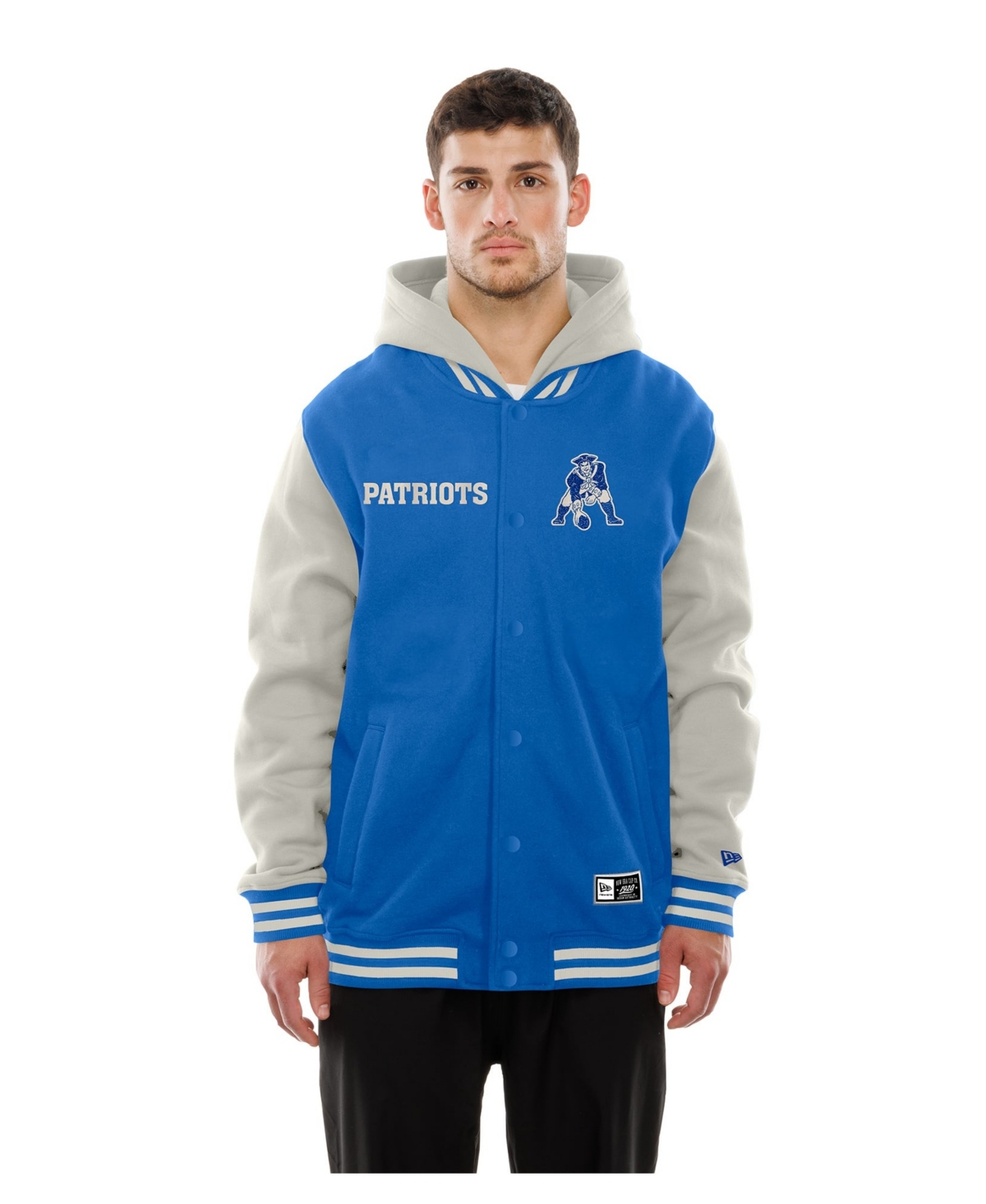 New Era Men's Royal/Gray New England Patriots Full-Snap Fleece Hooded - Royal, Gray