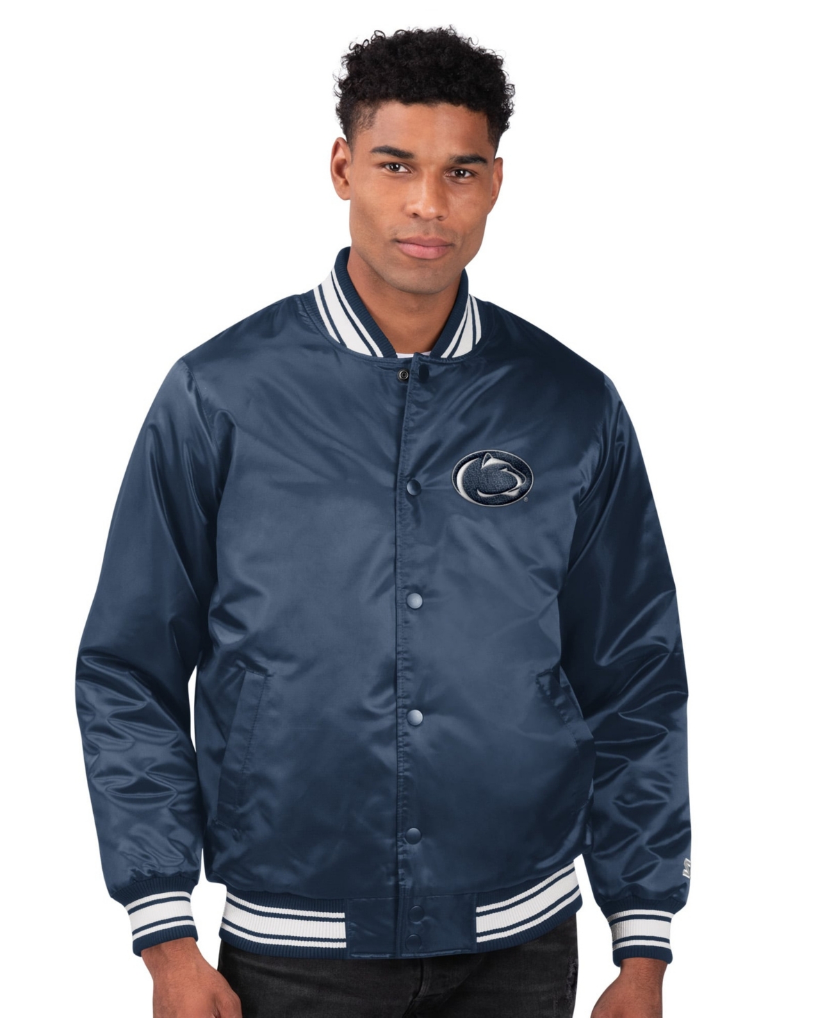 Starter Men's Navy Penn State Nittany Lions Core Satin Varsity Full-Snap Jacket - Navy