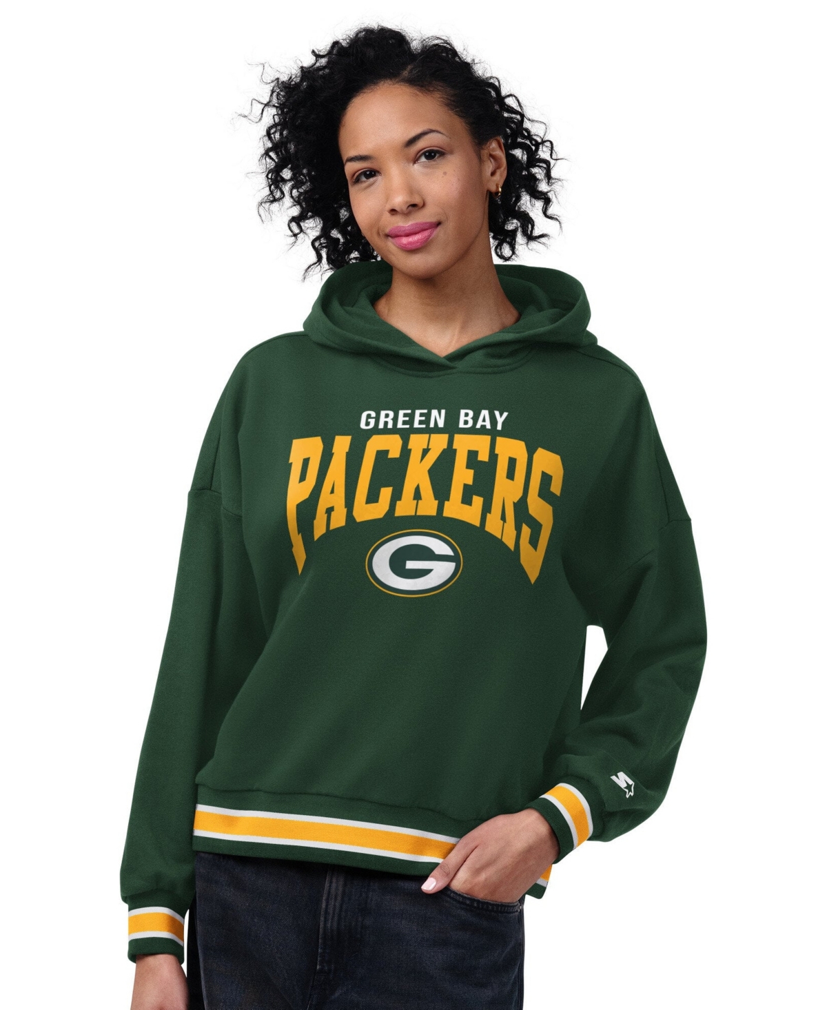 Starter Women's Green Bay Packers Home Plate Hoodie - Green