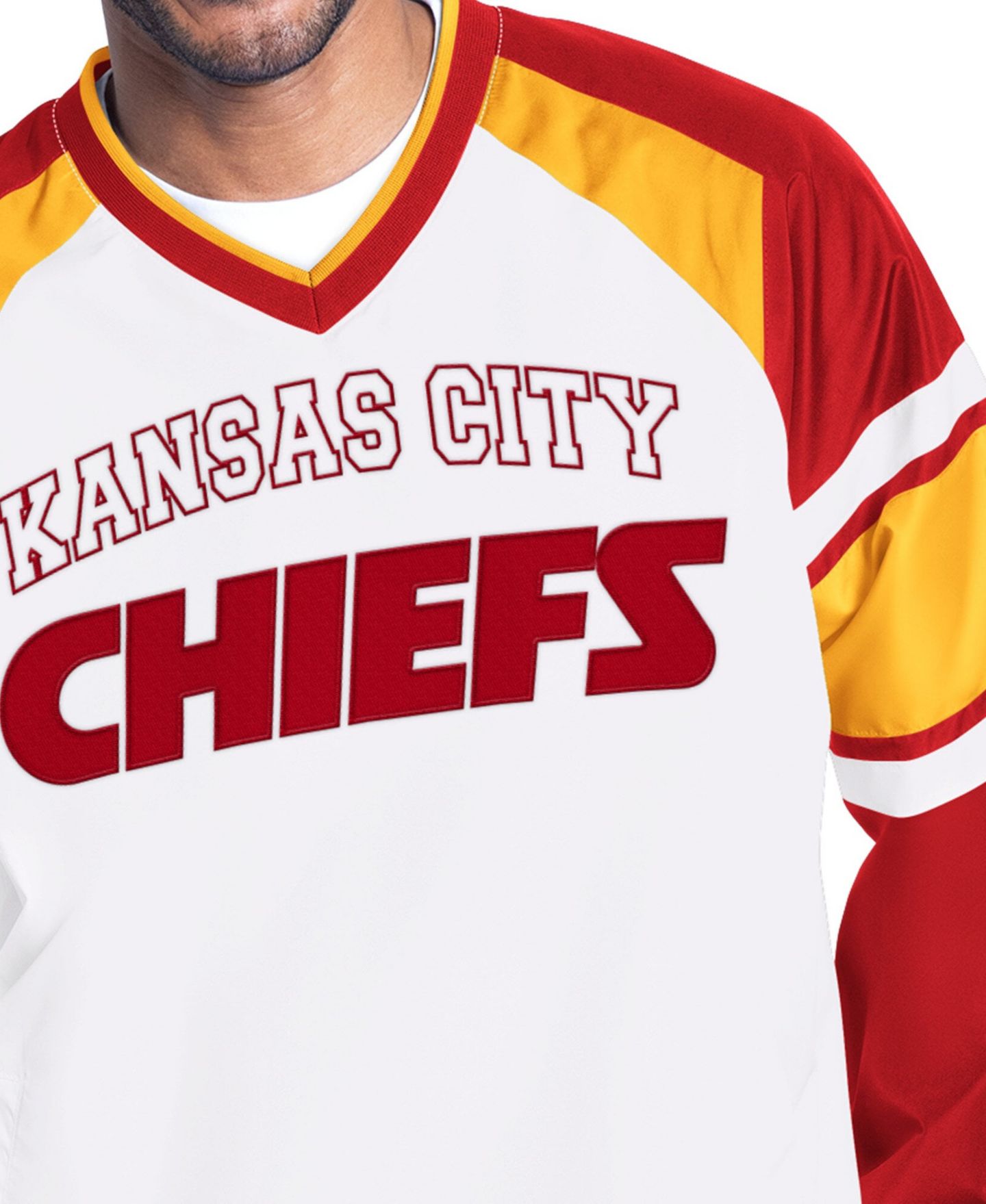 Мужская толстовка Starter White Kansas City Chiefs Infield Play Raglan Pullover — фото 3