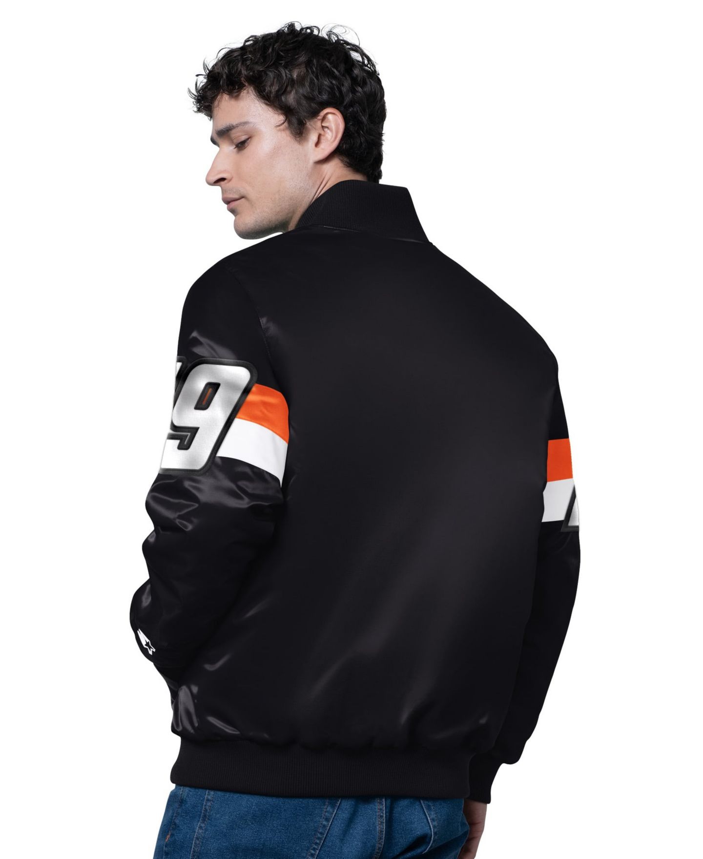 Мужская куртка Starter Black Chase Briscoe Triple Option Satin Varsity Full-Snap — фото 2