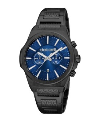 Men's Quartz Black Stainless Steel Bracelet Watch, 44mm