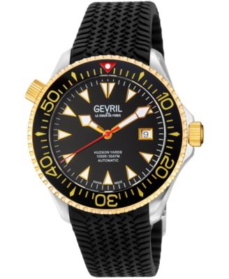 Men's Swiss Automatic Hudson Yards Water-Resistant Rubber Strap Watch, 43 mm
