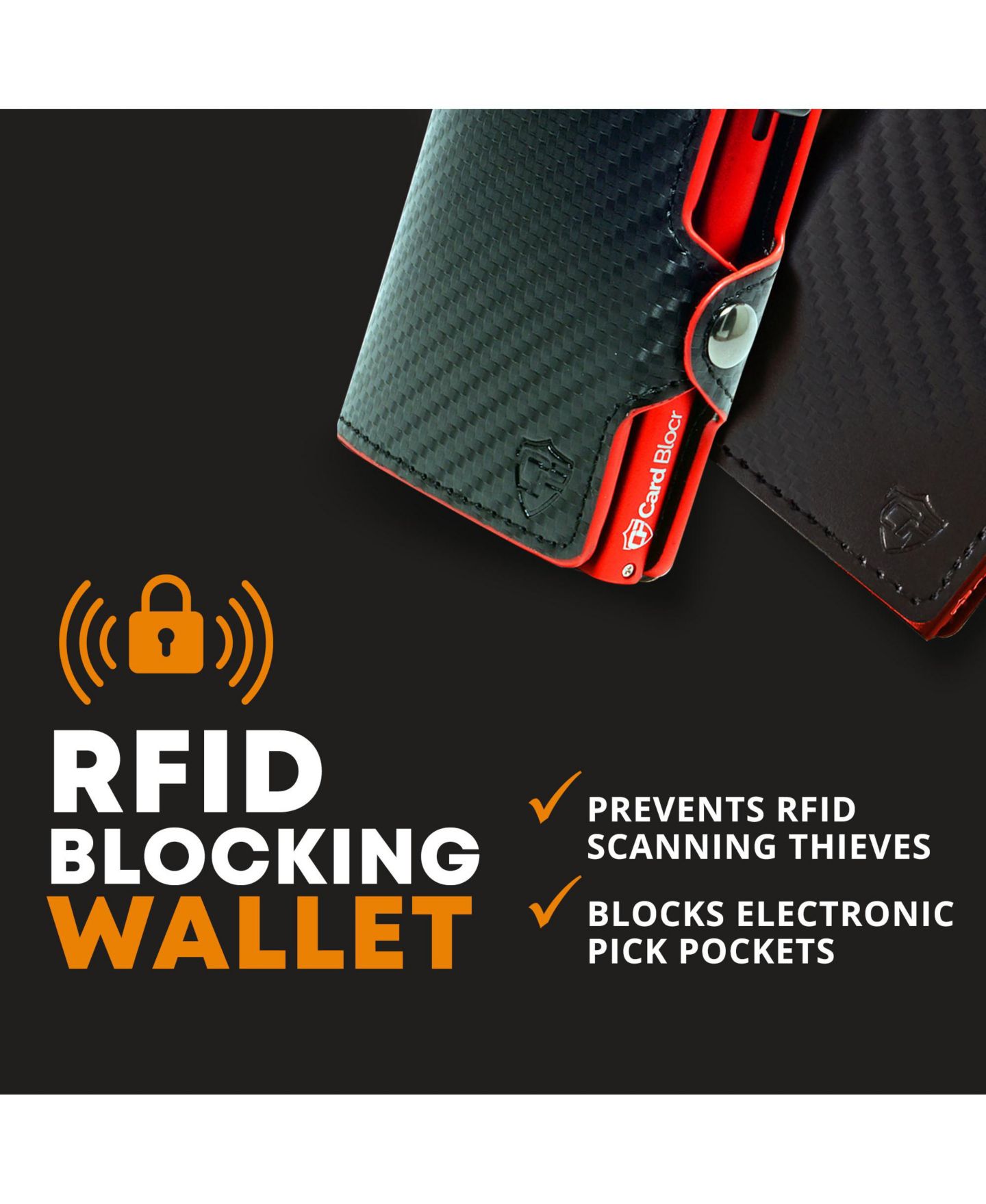 Мужской кошелёк Conceal Plus Card Blocr RFID Blocking Card Holder Pop Up Wallet for Men - Minimalist Front Pocket Wallet with Internal Cash ID Storage, цвет: Чёрный красный — фото 9