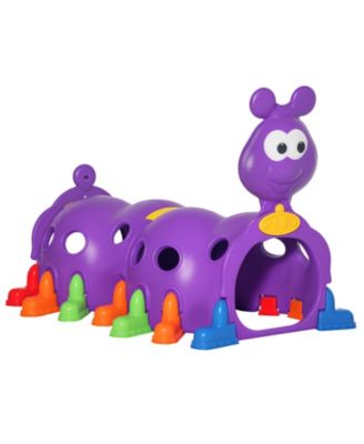 2-Section Caterpillar Play Tunnel, 59"L x 38.25"W x 47.25"H, Rigid HDPE, Ages 3-6