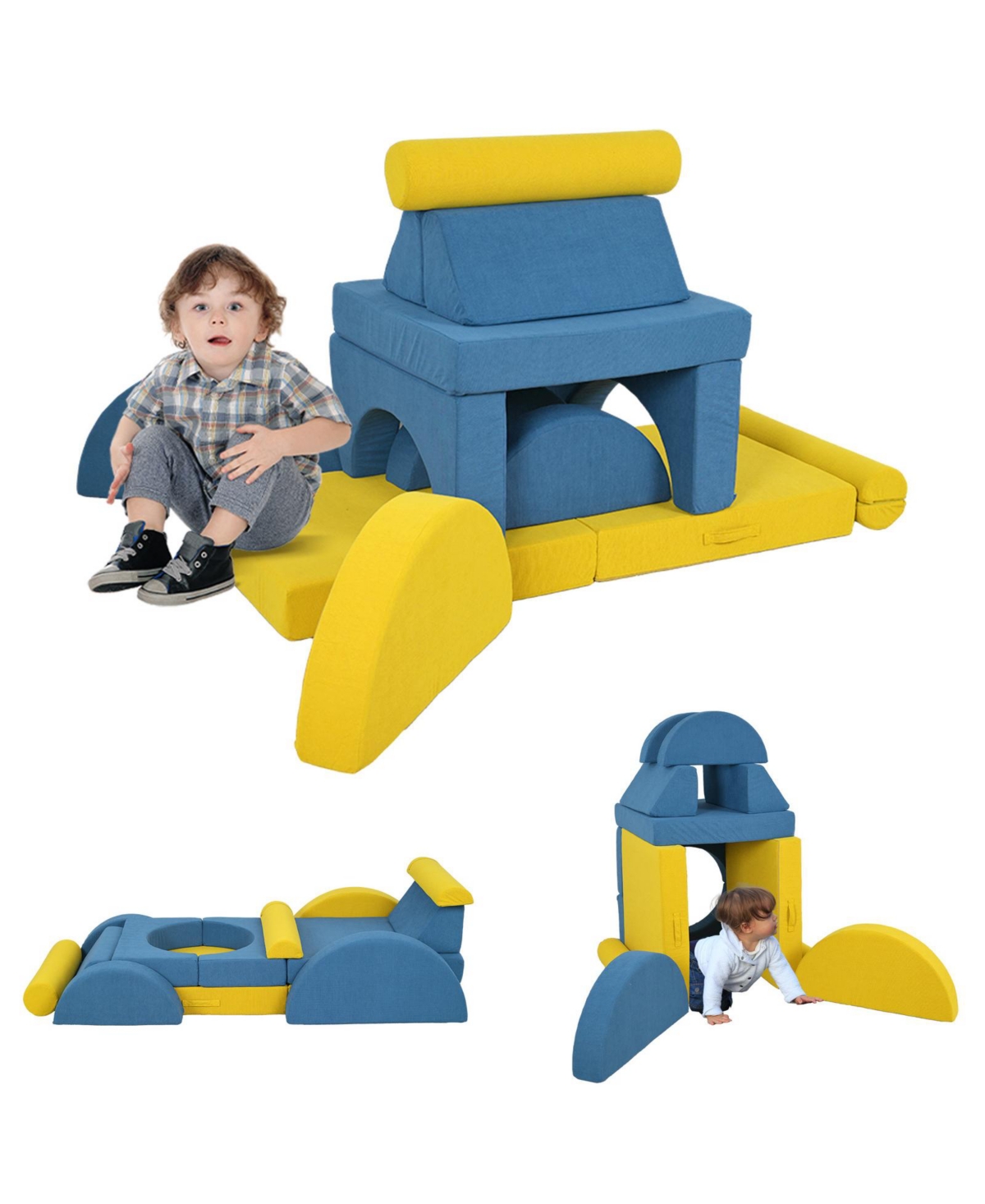Glintex 14-Piece Corduroy Foam Climbing Block Set, Ages 18 Months+