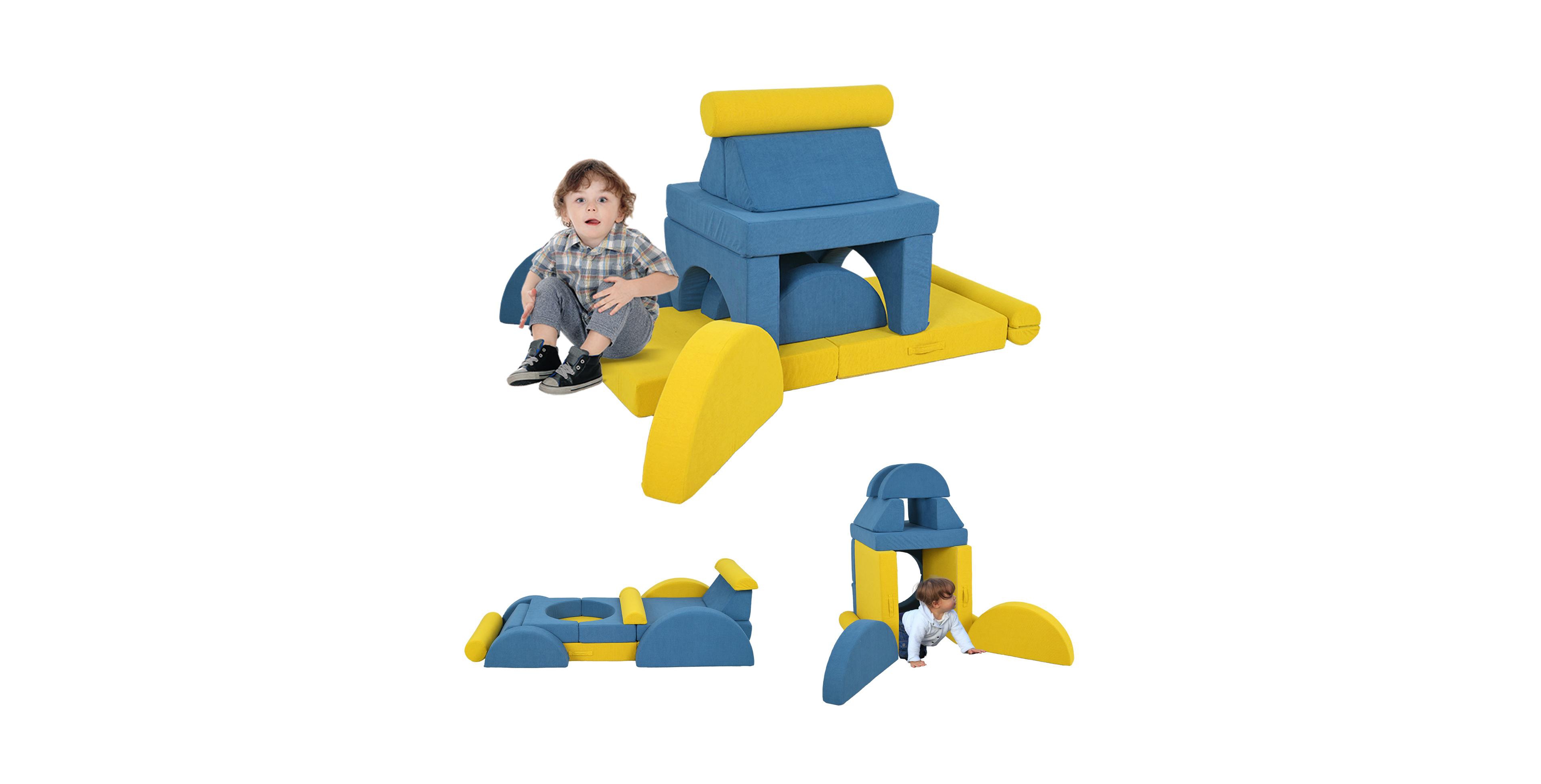 Glintex 14-Piece Corduroy Foam Climbing Block Set, Ages 18 Months+