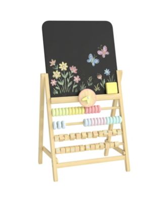 Art Easel with Double-Sided Chalkboard, Clock and Abacus, Ages 2+