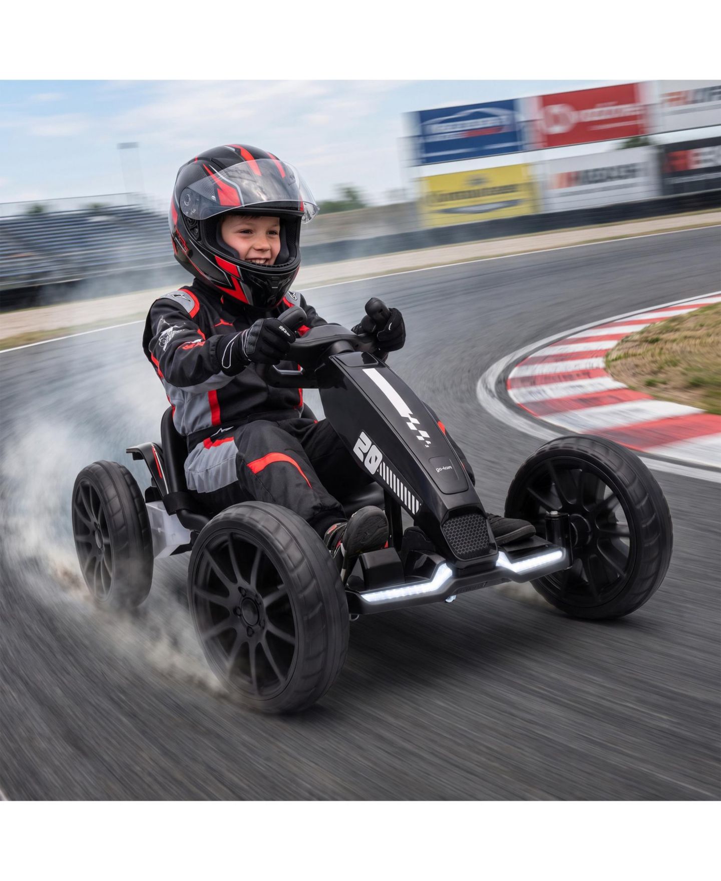 Детская игрушка Glintex 12V Electric Go Kart with Four Length Settings and LED Headlights, Up to 25 kg, 3–6 лет, цвет: Чёрный — фото 9