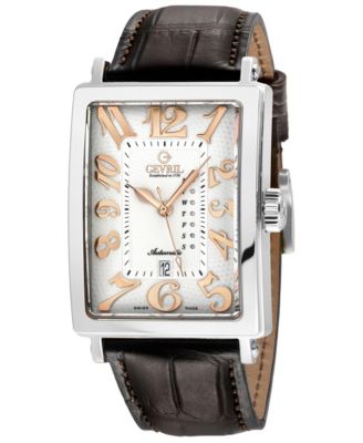 Men's Swiss Automatic Avenue of Americas Italian Leather Watch, 34mm