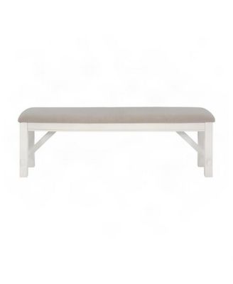 Rubberwood Upholstered Dining Bench with Foam-Padded Seat, Distressed
