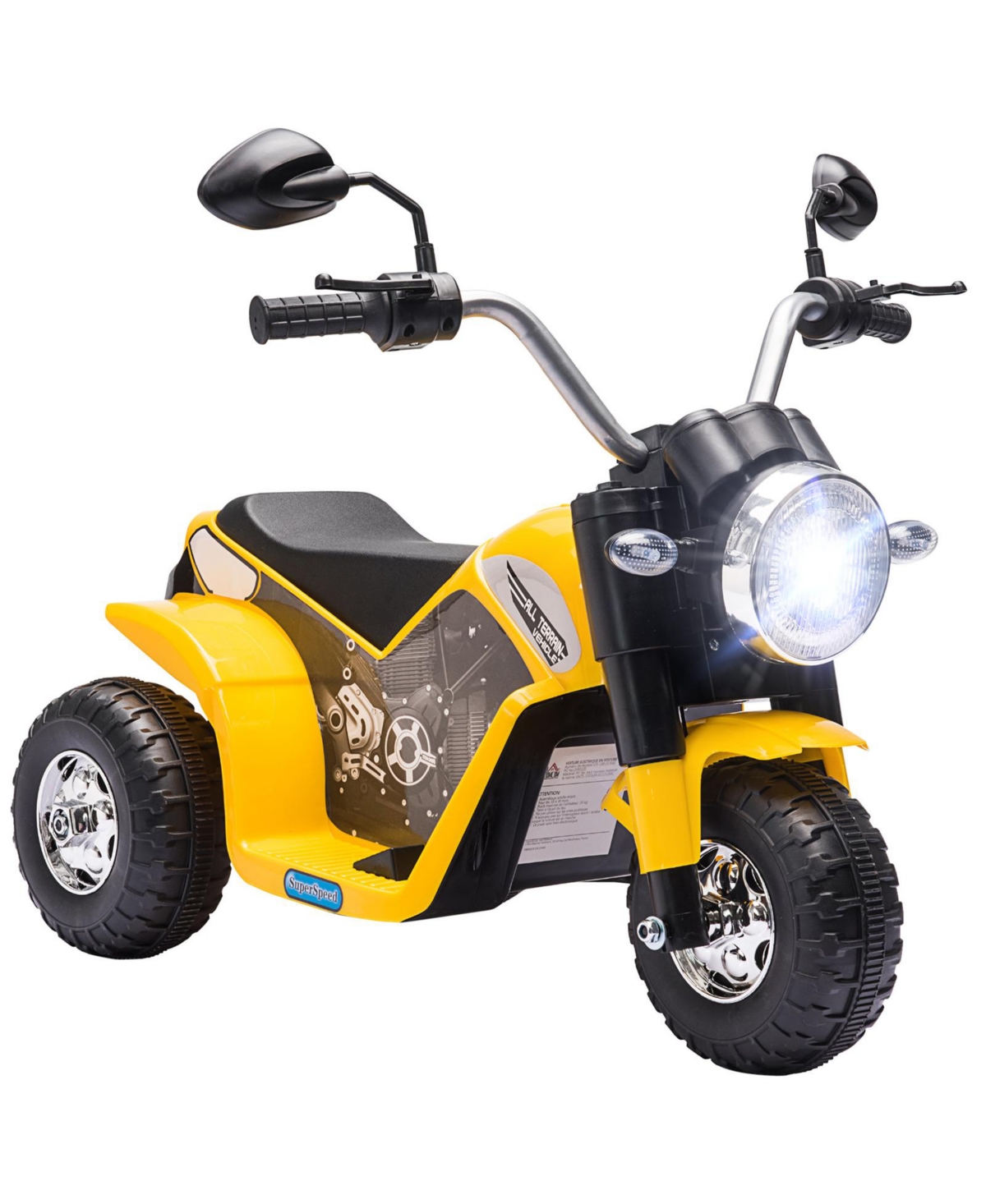 Glintex 6V 3-Wheel Kids Electric Motorcycle with Rearview Mirrors and Headlights, 18-36 Months