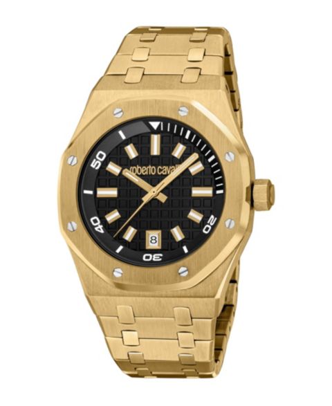 Мужские часы Roberto Cavalli Quartz Impero Gold Stainless Steel Bracelet Watch, 42mm, цвет: Золотой