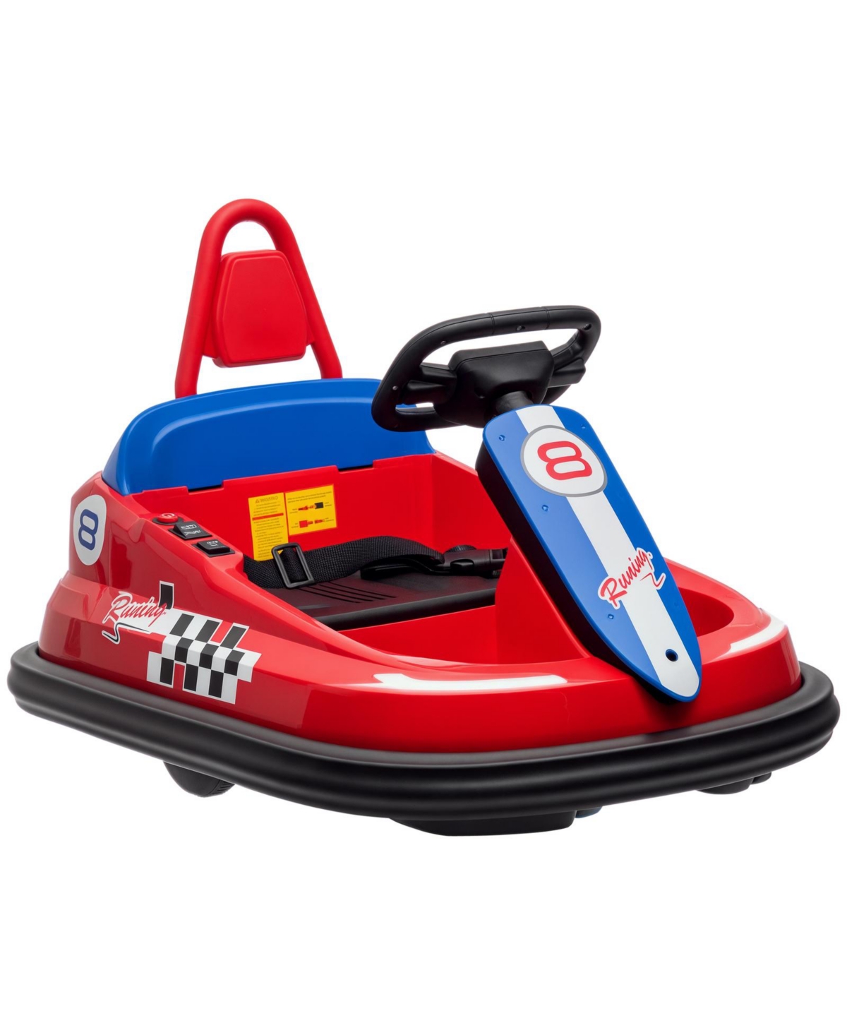 Glintex 6V Kids Electric Bumper Car with 360-Degree Spin and Led Edging, 18-48 Months - Red