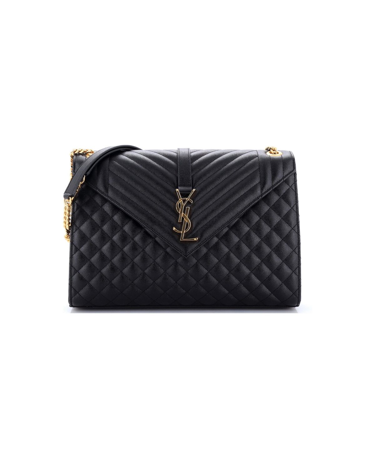 Pre-Owned Saint Laurent Large Classic Monogram Envelope Satchel Mixed Matelasse Leather - Black