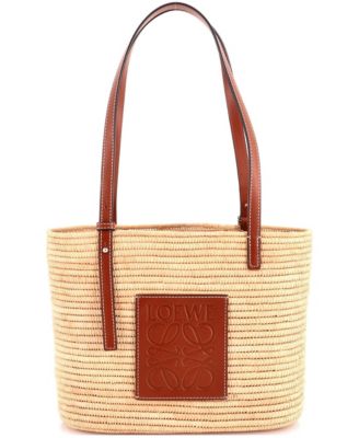 Small Square Basket Tote Woven Raffia
