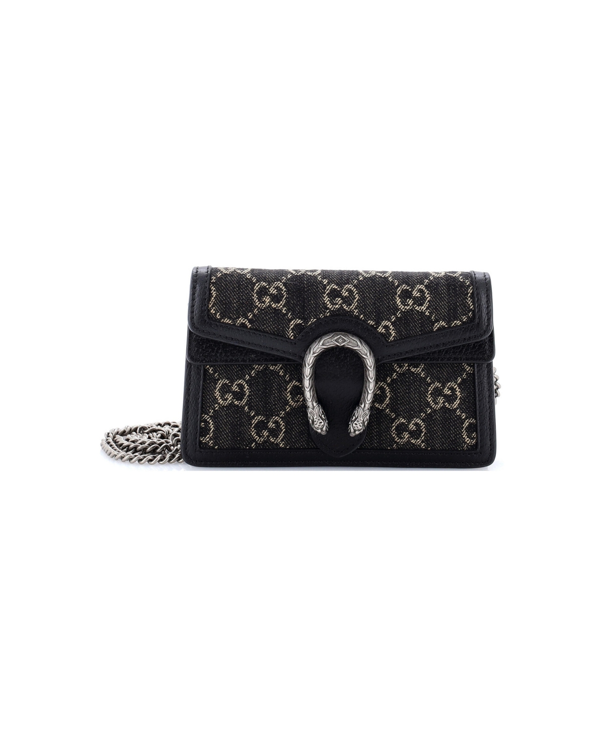 Pre-Owned Gucci Super Mini Dionysus Bag Gg Denim - Black