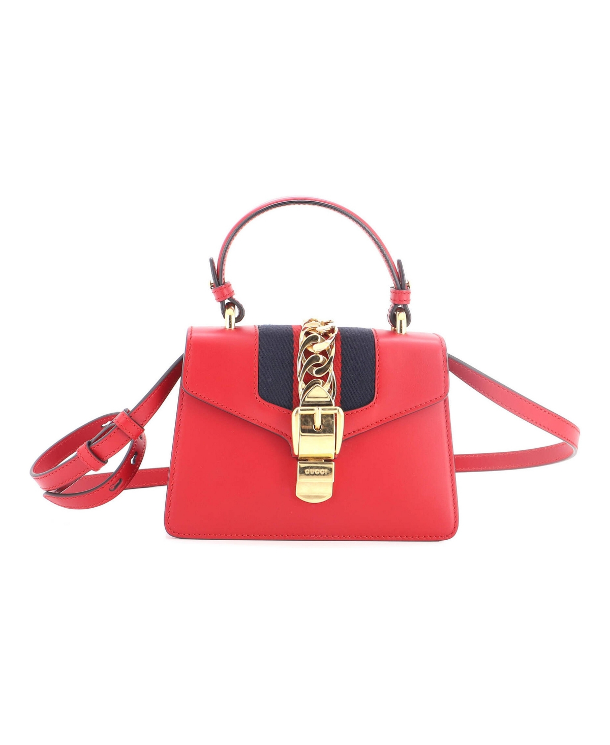 Pre-Owned Gucci Mini Sylvie Top Handle Bag Leather - Red