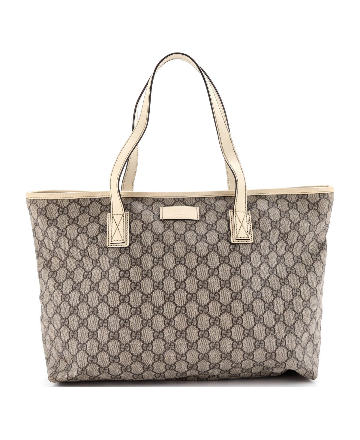 Pre-Owned Gucci Medium Plus Tote Gg Coated Canvas with Leather - Brown
