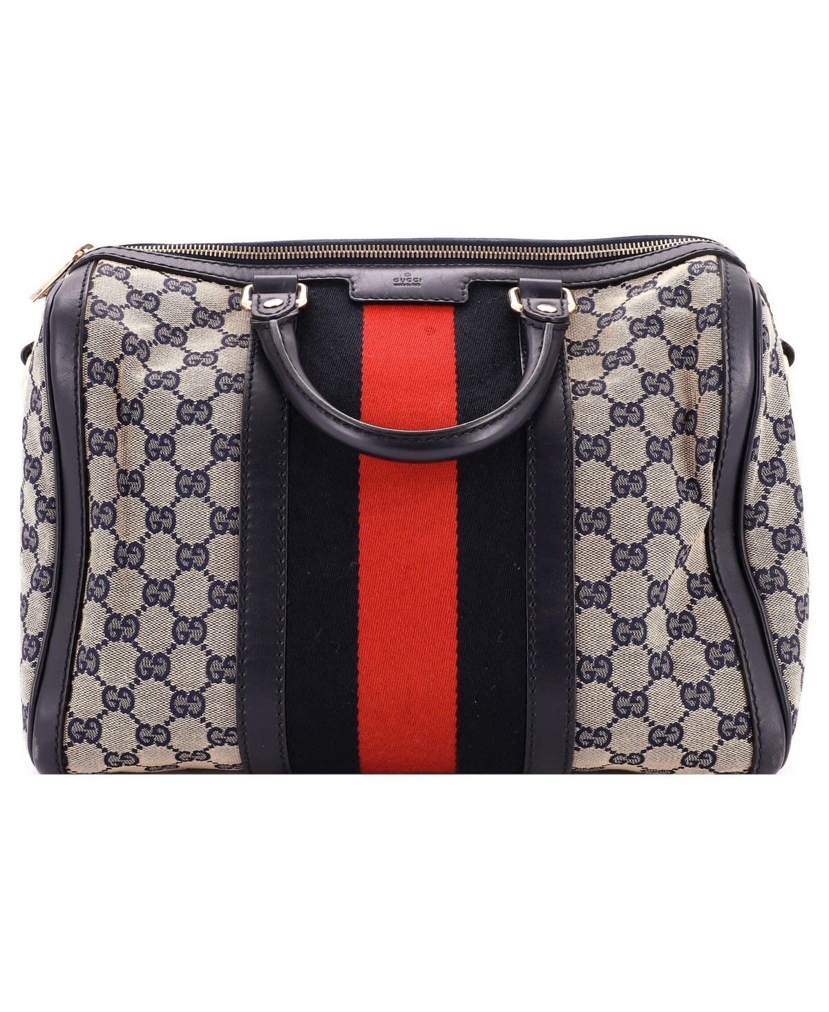 Pre-Owned Gucci Medium Vintage Web Boston Bag Gg Canvas - Blue