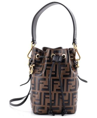 Mini Mon Tresor Bucket Bag Zucca Embossed Leather
