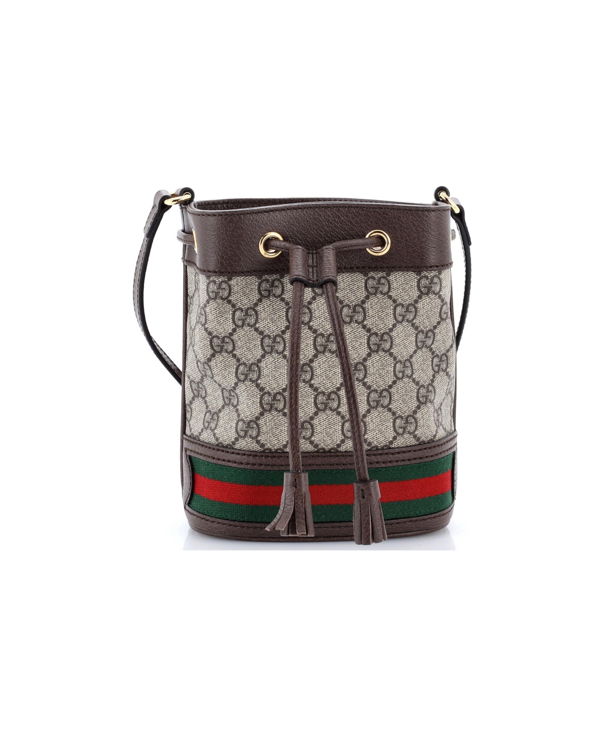 Pre-Owned Gucci Mini Ophidia Bucket Bag Gg Coated Canvas - Brown