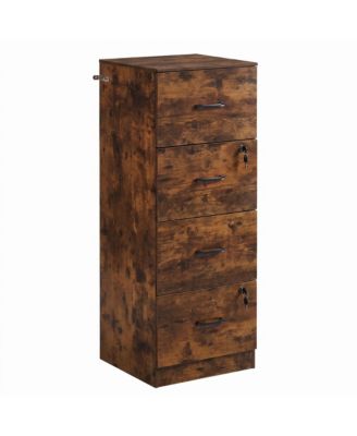 4-Drawer File Cabinet with Lock Vertical Wood Grain Office Storage Cabinet for Home Office
