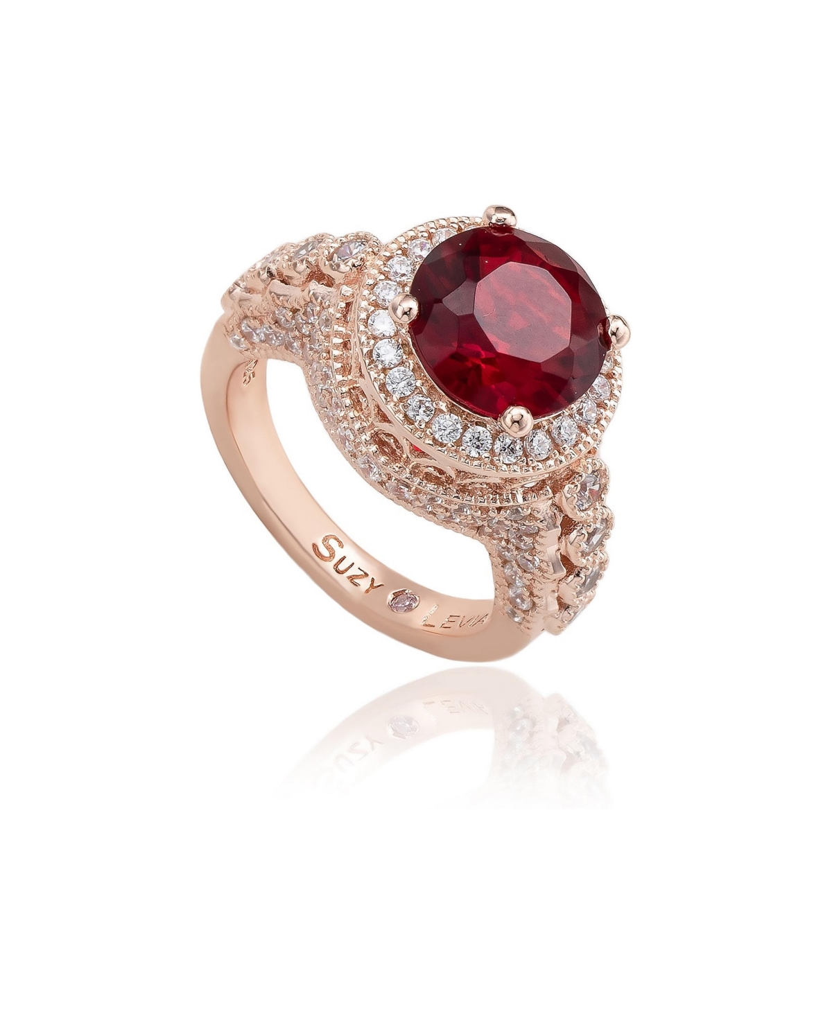 Suzy Levian New York Cubic Zirconia Silver-Tone Round Pave Engagement Ring