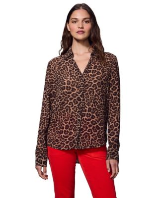 Women's Front Row Long-Sleeve Removable Scarf Blouse