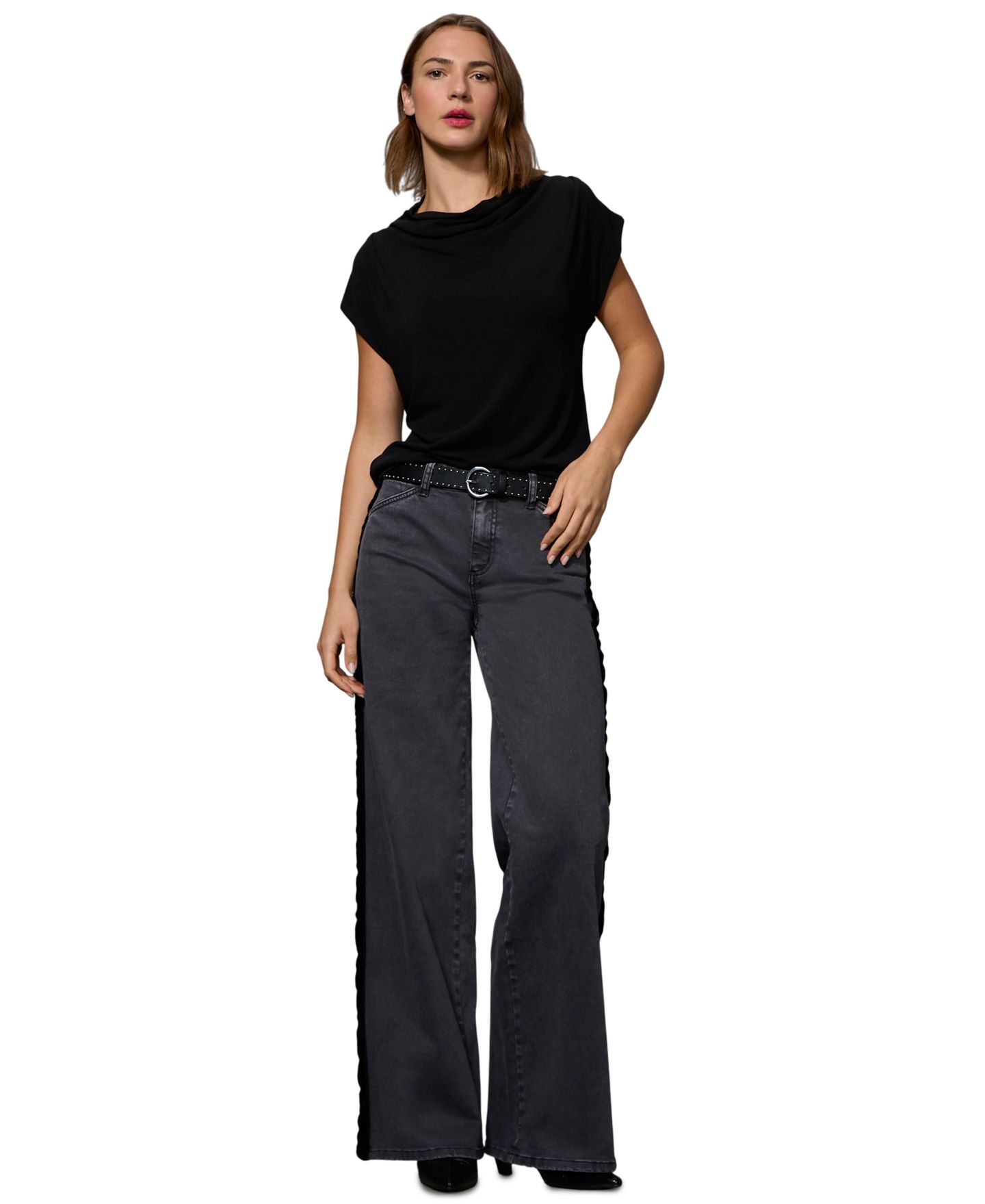 Женская футболка Sanctuary Frankie Cowl Neck Sleeveless, цвет: Чёрный — фото 2