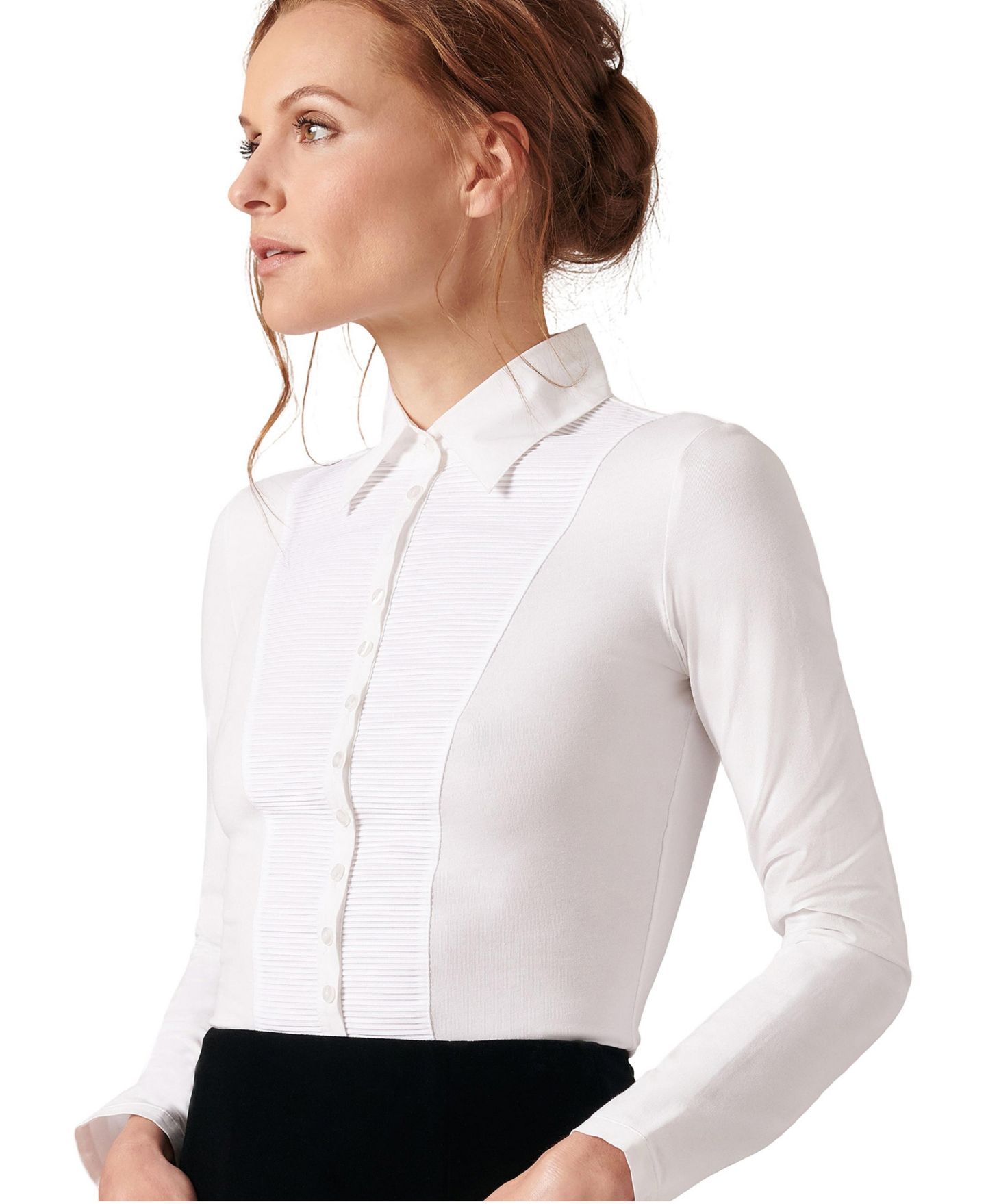 Женская блузка Anne Fontaine Clodie Point Collar Long-Sleeve Pleated, цвет: Белый — фото 2