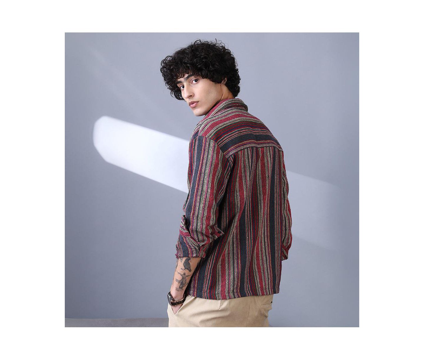 Мужская рубашка Cahoot Campus Sutra Multitrack-Striped Long-Sleeve Button-Up, цвет: Малиновый индиго, вариант 1 — фото 4